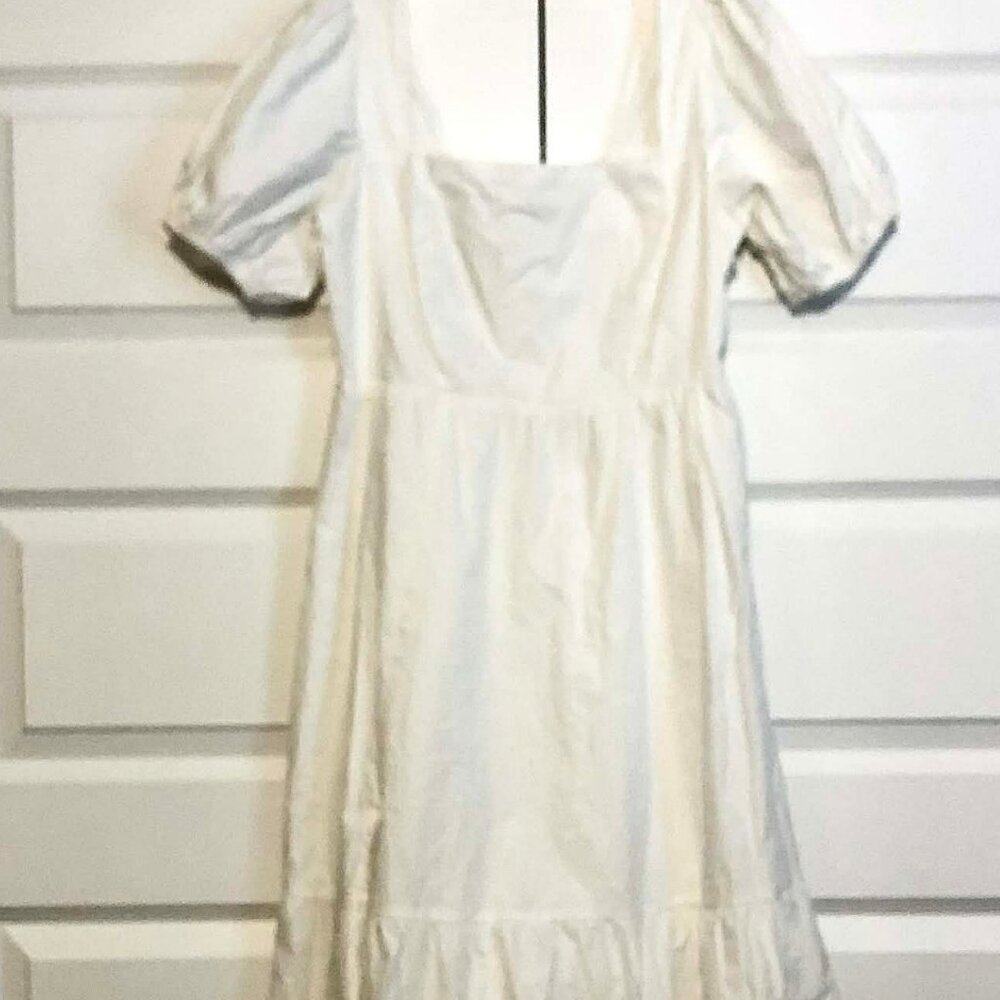 New ASTR The Label Poplin Tiered Midi Dress White M - Picture 3 of 8